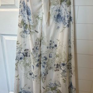 Ivory and blue floral dress